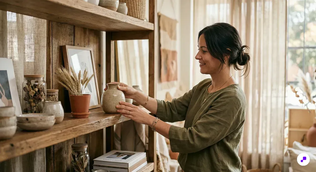 Delicate gold and silver jewelry pieces arranged on white marble with a velvet pouch and dried flowers