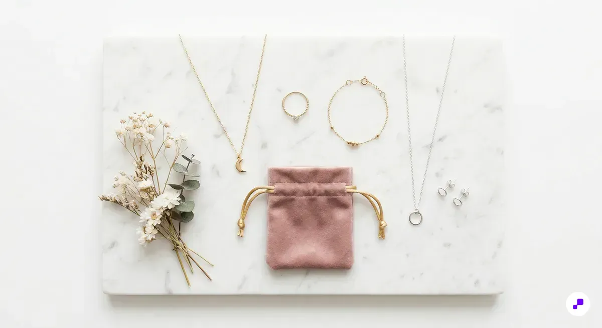 Golden retriever sitting happily in a bright modern pet supply store with colorful toys on white shelves