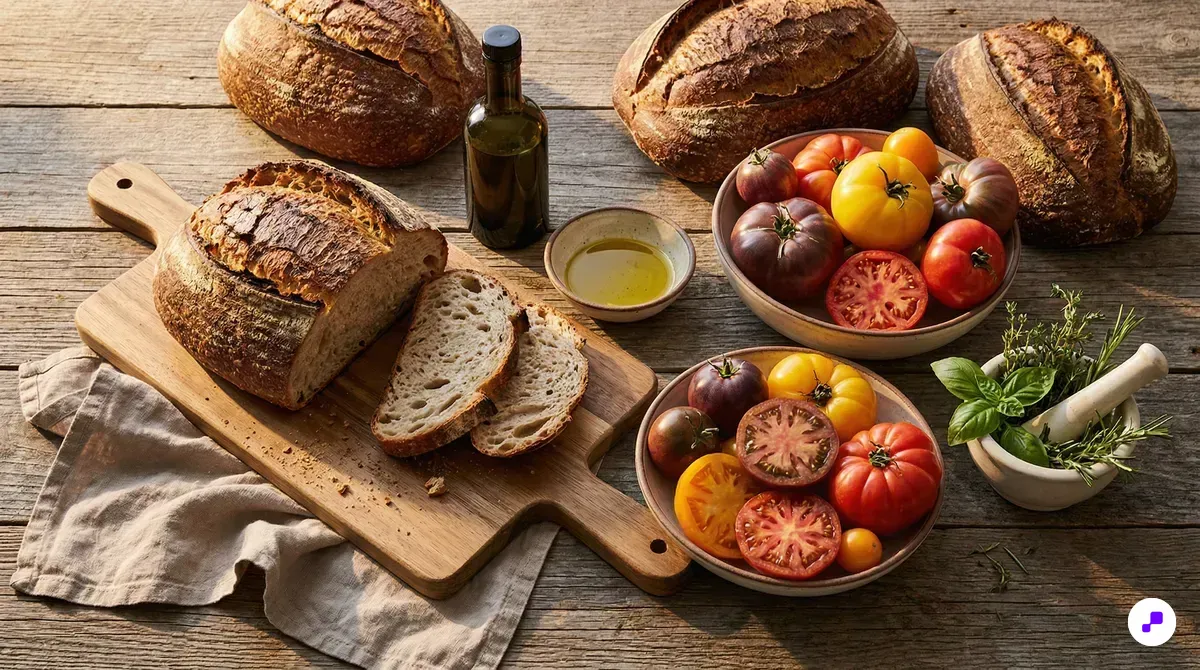 Bright editorial display of supplement jars and protein powder with lavender sprigs in natural light